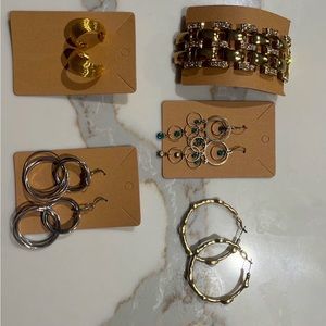 Gold earring bundle with bracelet